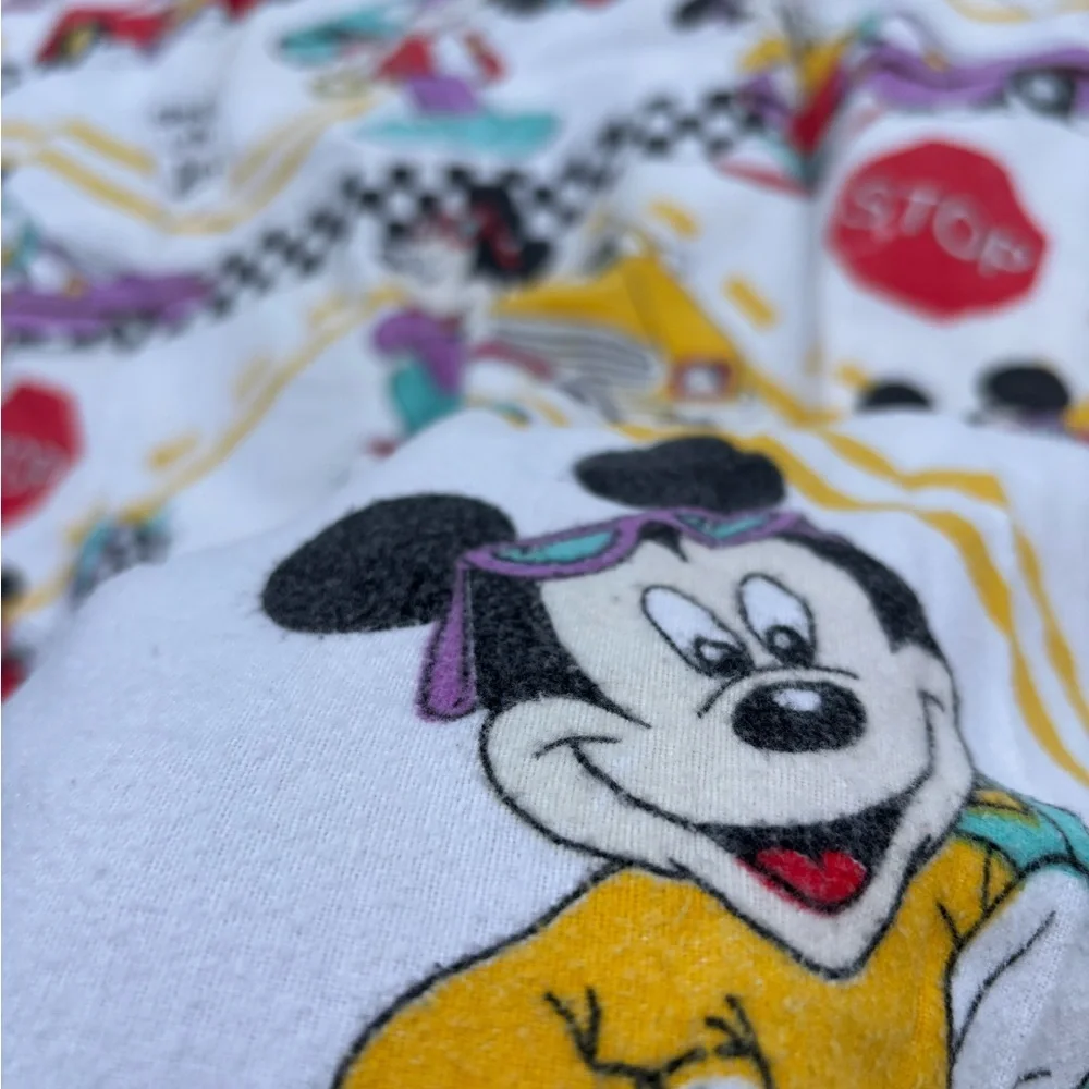 Disney VTG Mickey Mouse Race Car TWIN FLAT & FITTED Flannel Sheet